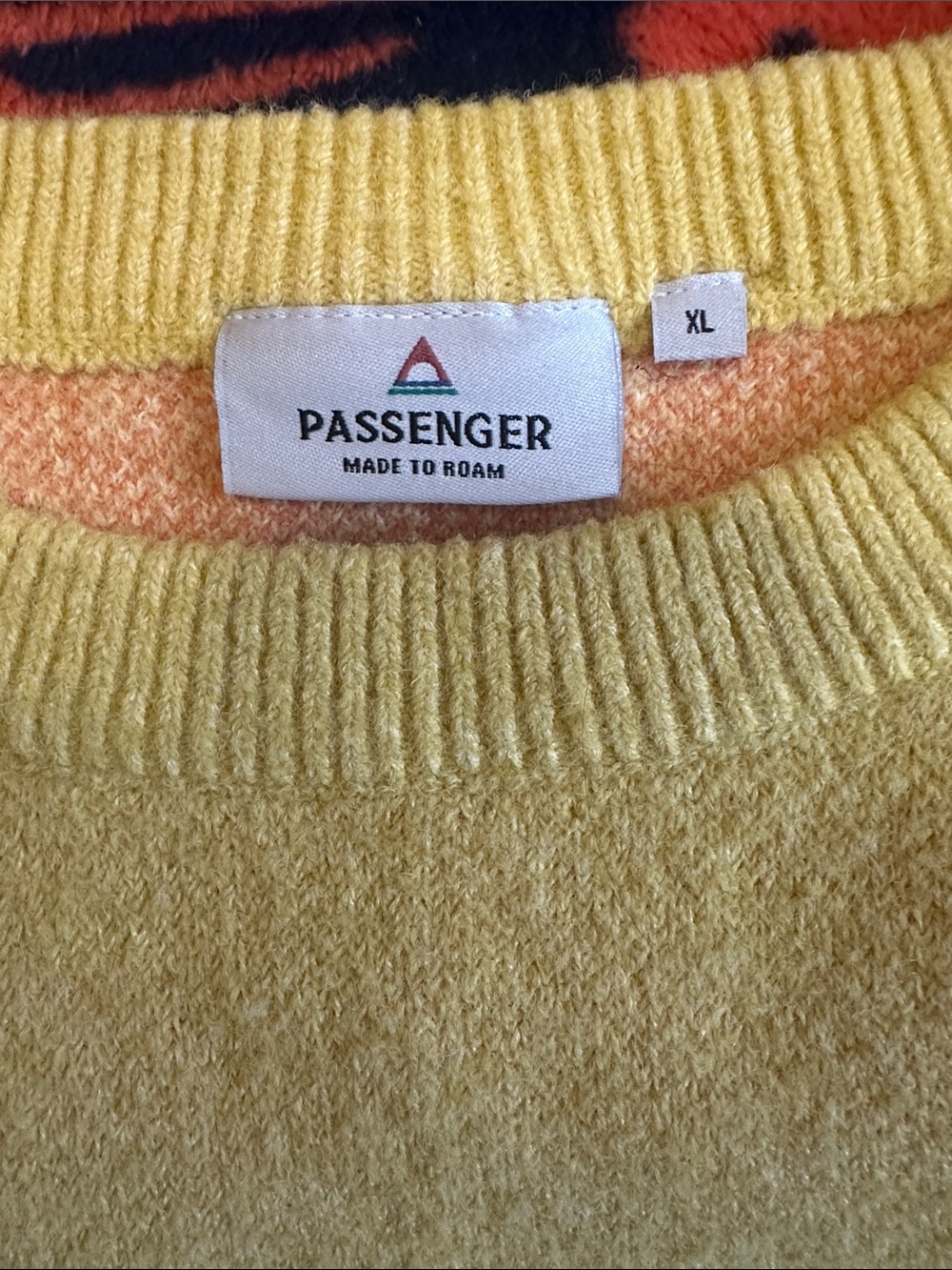 Passenger Yellow Colorblock Crewneck Sweater with Sunset Stripe - Picture 2 of 3